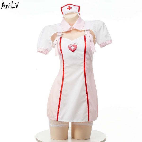 Ani Anime Süße Reizende Krankenschwester Uniform Cosplay Frauen Schnalle Verstellbarer Schultergurt Kleid Kostüme Cosplay