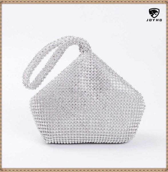 Borse per la spesa Borse da sera da donna con perline morbide Argento Nero Oro Cristallo Lady Borse da sposa Borse da sposa Borsa con strass Pochette da giorno