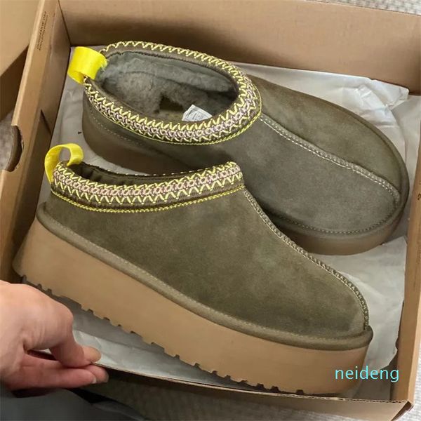 Tazz chinelos designer de luxo tazz chinelo homens neve mini tornozelo curto pato couro plataforma inverno marrom cinza preto branco botas femininas