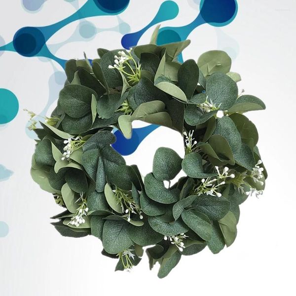 Fiori decorativi 1pc Imitazione Corona di eucalipto Simulazione Foglia verde Piccola bacca Porta Appeso a parete Ornamento Ghirlanda