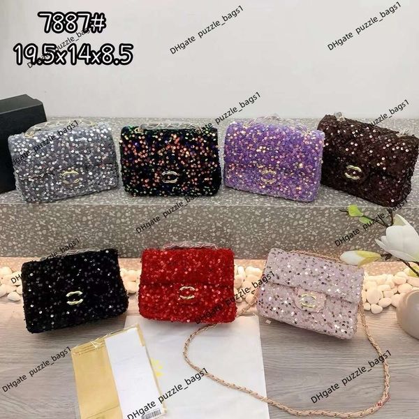 Bolsas de designer de lojas de bolsas femininas da moda 90% de fábrica vendas a quente por atacado de diamante completo diamante de luxo cadeia clássica portátil ombro único bola de mensagens de crossbody