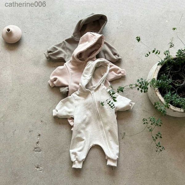 Overalls Baby Tasche Kapuze Zip-Up Overall Neugeborene Kleidung 2022 Baby Junge Bequeme Kapuze Strampler mit Reißverschluss Mädchen Klettern Kleidung OverallL231101