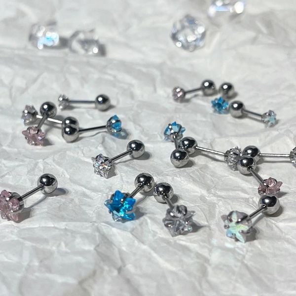 Brincos de parafuso prisioneiro 1 peça de aço inoxidável bonito colorido cristal pequenos brincos para mulheres tragus cartilagem piercing corpo jewlery