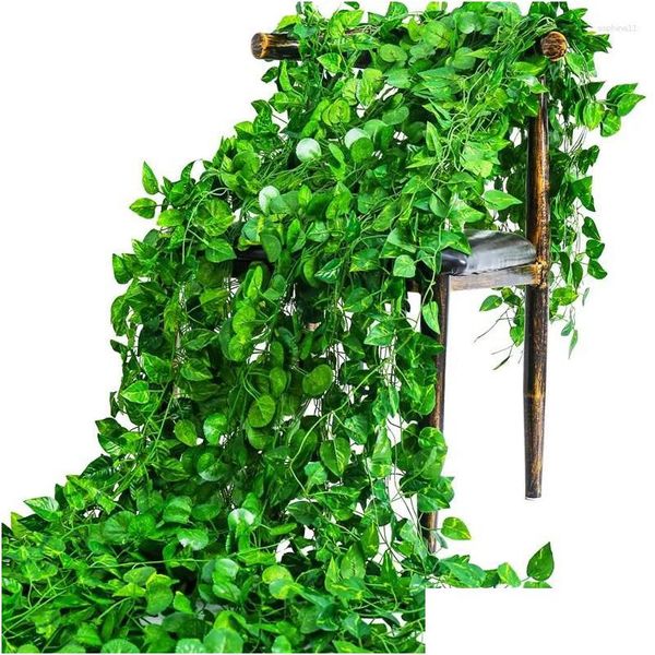 Dekorative Blumen Kränze Dekorative Blumen 220 cm Blattrebe Künstliche Hängepflanzen Liana Seide Gefälschte Efeublätter Für Wand Grün Ga Dhfa0