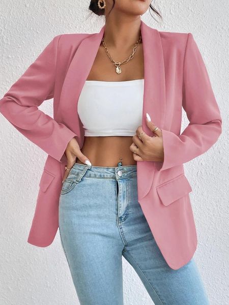 Ternos femininos primavera jaqueta blazer elegante rosa vermelho escritório senhoras oversize manga longa blazers casual terno casacos para 2023 moda