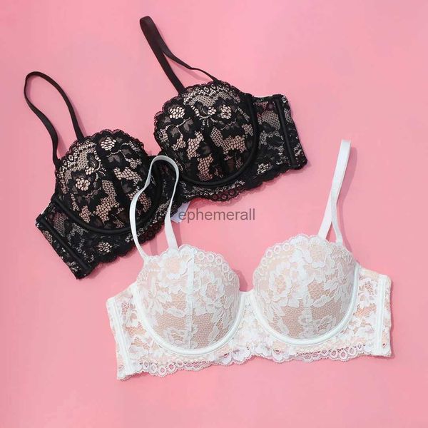 Bras apenas um sutiã ABC 1/2 meia xícara sutiã ajustável branco preto engrossar push up mulheres sexy roupa interior destacável vestido íntimo yq231101