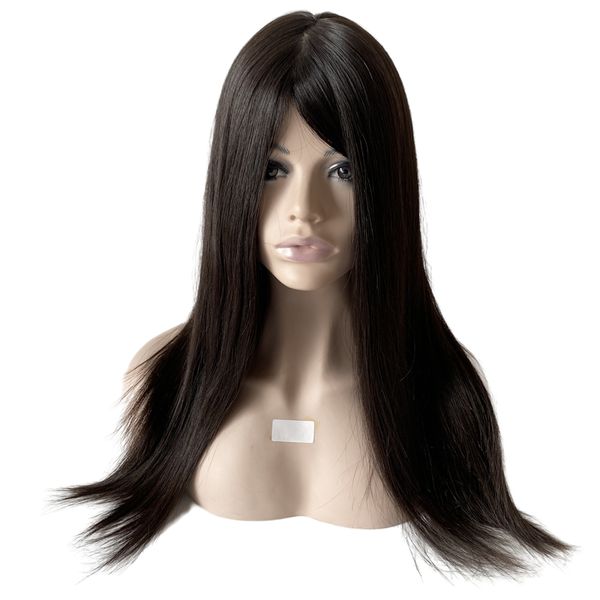 24 дюйма, европейские девственные человеческие волосы # 1b, черный кошерный парик, плотность 180%, шелковистые прямые 4x4, шелковый верх, бесклеевые еврейские парики для белых людей