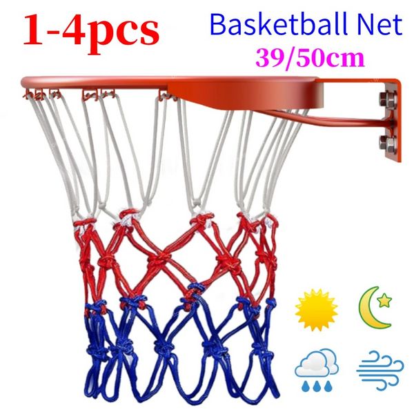 Rede de malha de aro de basquete padrão esportes basquete net para todos os climas vermelho + branco + azul esportes ao ar livre cesta de basquete aro net equipe esportesbasquete