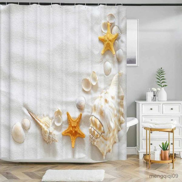 Tende da doccia Scenic Beach Conchiglie Tende da doccia Tenda da bagno Frabic Tende da bagno impermeabili per bagno 180x180 cm R231101