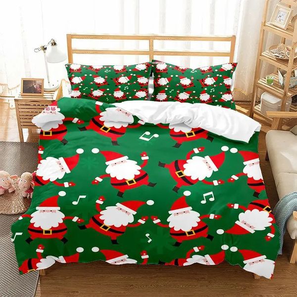 Conjuntos de cama Conjunto de cama de edredão de Natal com padrão de veado de Papai Noel HD Impresso Consolador Capa-Luxury Super Soft Microfiber Queen 231101