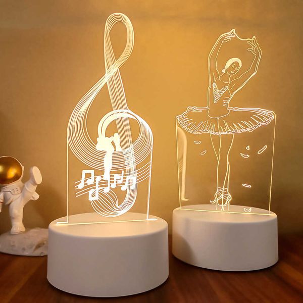 Luzes noturnas Novo ilusão 3D Baby Night Light Musical Note