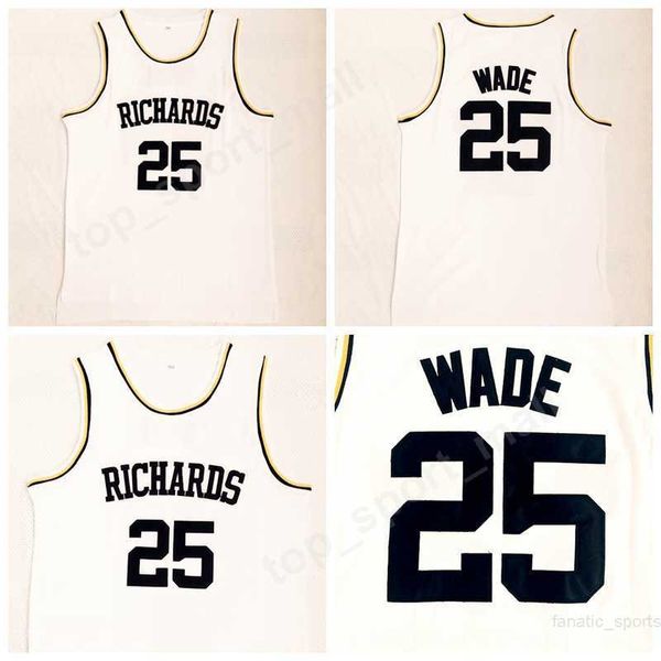 2018 Richards 25 Dwyane Wade High School Trikots Herren Alle genähten Basketball Dwyane Wade Trikots Atmungsaktive Sportuniformen Hohe Qualität