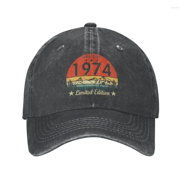 Top Caps Fashion Unisex Pamuk 1974'te Yapıldı Sınırlı Sarda Vintage Doğum Günü Hediye Beyzbol Kapağı Yetişkin Erkekler İçin Ayarlanabilir Baba Şapkası