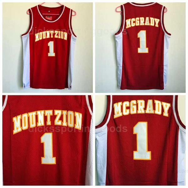 NCAA Koleji Erkekler Tracy McGrady Jersey 1 Basketbol Wildcats Mountzion McGrady Lise Formaları Üniversitesi Kırmızı Nefes Alabilir Ücretsiz Nakliye