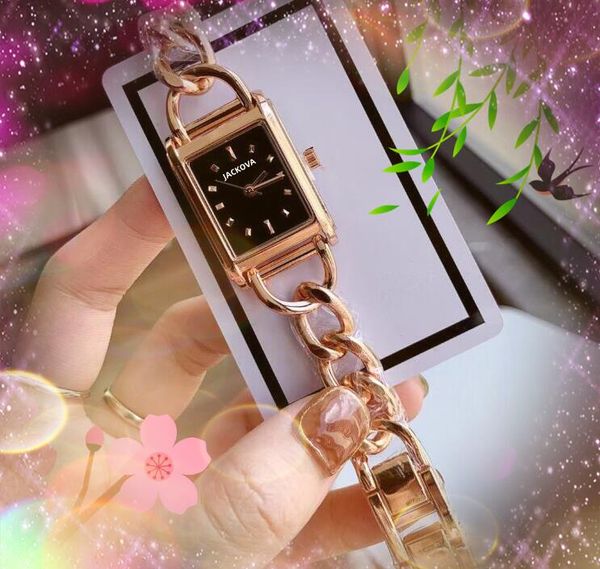 Mode kleine rechteckige Form Zifferblatt Quarz Batterie Super Bright Uhr Frauen beliebte Edelstahl Armband Uhr Business Casual Gold Silber Farbe niedliche Uhren