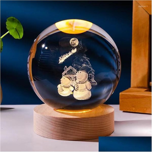 Decorazione per feste Decorazione per feste Decorazioni natalizie La sfera di cristallo Regali festivi con effetto 3D per bambini Consegna drop desktop Dhc9P