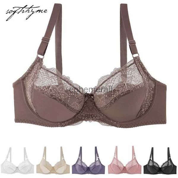 Reggiseni Softrhyme Lingerie sexy in pizzo Scava fuori Reggiseni taglie forti Solid Soutien Gorge Intimo Reggiseno ultrasottile semitrasparente YQ231101