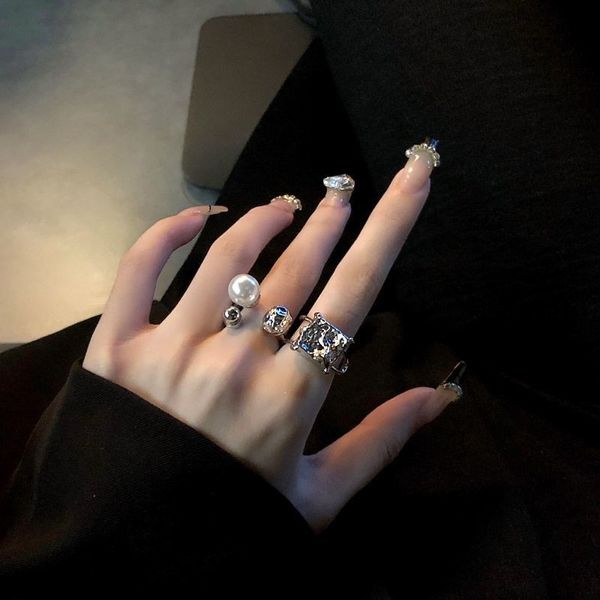 Винтажные нерегулярные открытые кольца для женщин, женская мода INS, ретро жемчужное кольцо на палец, ювелирные изделия для вечеринок, оптовая продажа YMR061