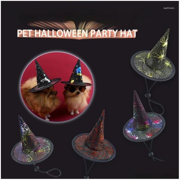 Cão vestuário cão vestuário halloween animal de estimação chapéu bruxa bonito festival de natal boné animal headwear cosplay traje po prop fornecedor drop deli dht69