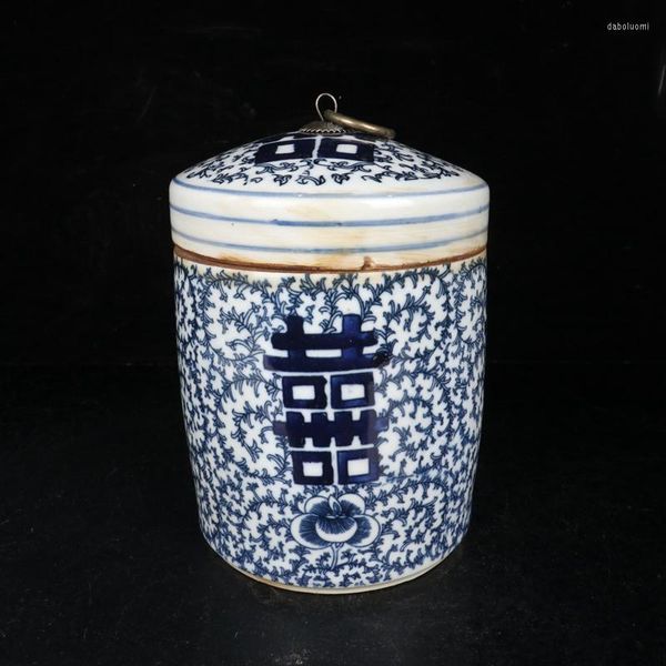 Vasos de porcelana chinesa azul e branco dupla felicidade panela