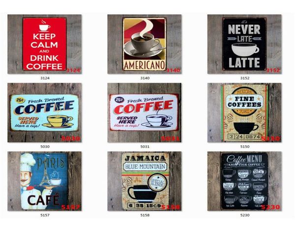 Kaffee Blechschild Vintage Metallschild Plakette Metall Vintage Wanddekoration für Küche Kaffee Bar Café Retro Metall Poster Eisen Malerei J7205115