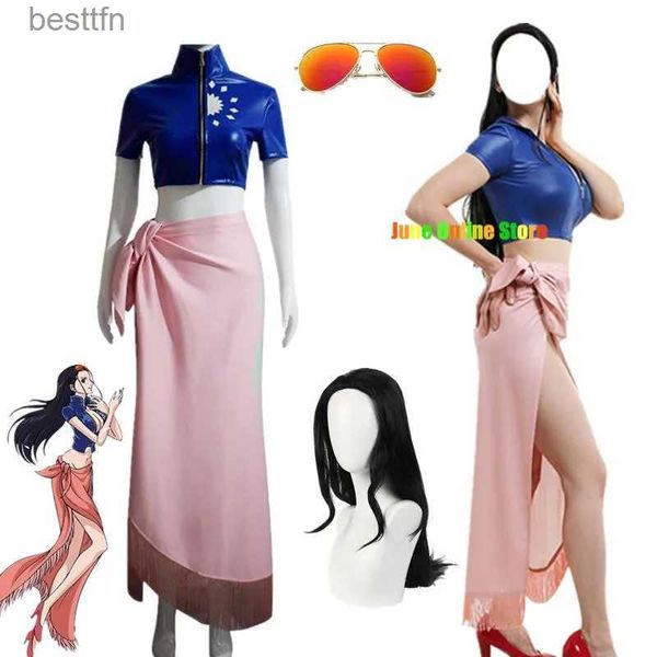 Costumi anime Anime Cosplay Come Dress Outfits Nico Robin Cosplay Occhiali personalizzati Parrucca da festa Completo per ragazza Vestito di carnevale di HalloweenL231101