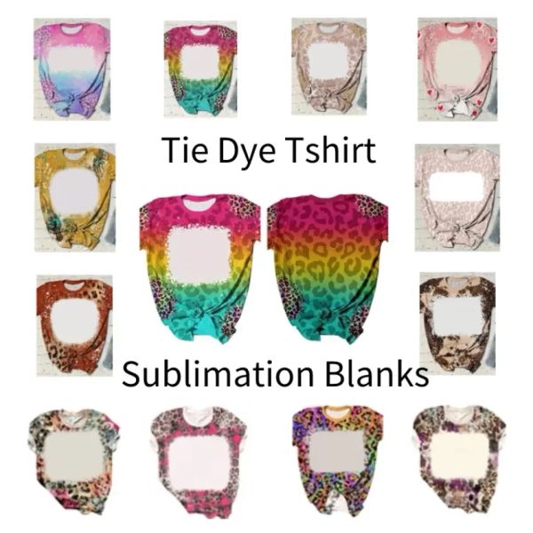 Sublimazione del partito Blank Tie Dye Magliette Tee Tops T-Shirt Thermal Transfer Blanks Abiti manica corta per stampa personalizzata fai da te Logo