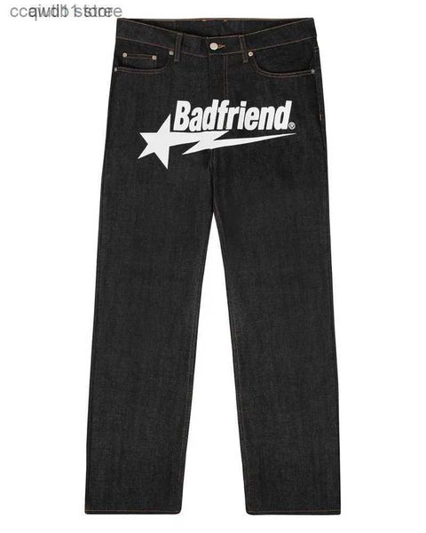 Jeans da uomo Jeans da uomo Jeans Y2k Baggy HipHop Bad Friend Lettera Stampata Pantaloni larghi 2023 Nuovi pantaloni Harajuku moda punk rock Streetwear Jeans a gamba larga T231003 T231101