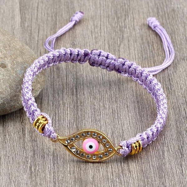 Strang Frauen Armband Glückskristall Rosa Auge Handgefertigt Rot Schwarz Seil Geflochtene Schnur Armbänder Armreifen Charme Männer Yoga Schmuck Geschenk