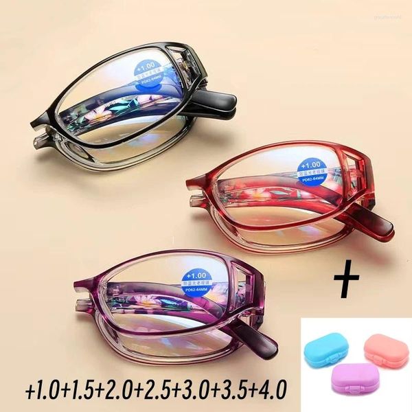 Óculos de sol moda conveniente óculos de leitura para mulheres alta definição dobrável óculos de visão distante clássico óculos transparentes