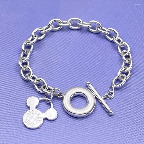 Charme Pulseiras Babyllnt Moda Sliver Banhado Mouse Pingente Pulseira Delicada Jóias Para Meninas Acessórios Diários Presente