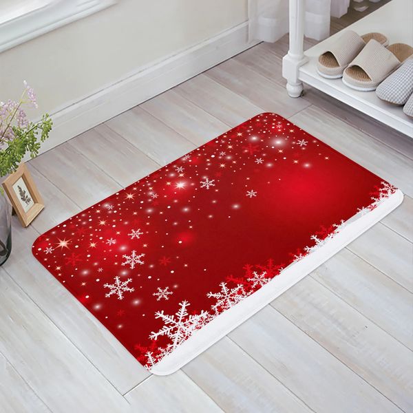 Teppich Weihnachten Schneeflocke Rot Bodenmatte Eingang Fußmatte Wohnzimmer Küche Teppich Rutschfester Teppich Badezimmer Fußmatte Home Decor 231031