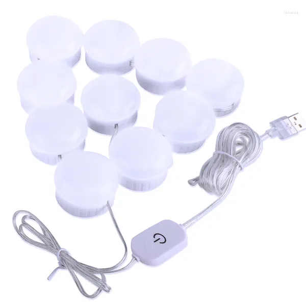 Lampada da parete Lampadina Specchio per trucco Faro a LED Kit luci di cortesia USB con ventosa dimmerabile