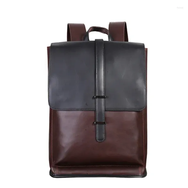 Sırt çantası deri erkekler çılgın at erkekler arka çanta iş ofis seyahat çantaları okul çantası basit dizüstü