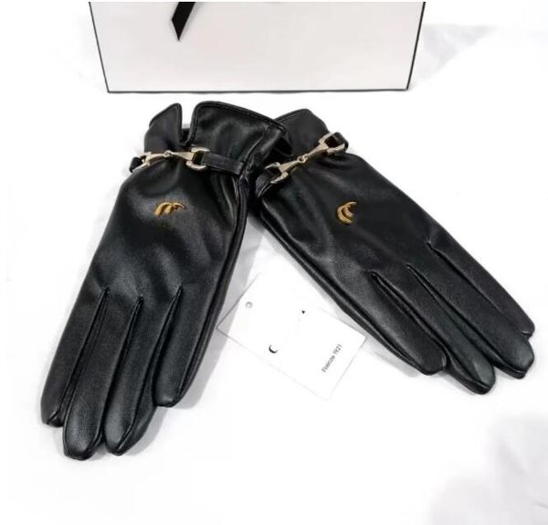 Designer Leder Fünf-Finger-Handschuhe Damen Kurzer Fleece-verdickter Handschuh Vintage Einfache Schutzhandschuhe