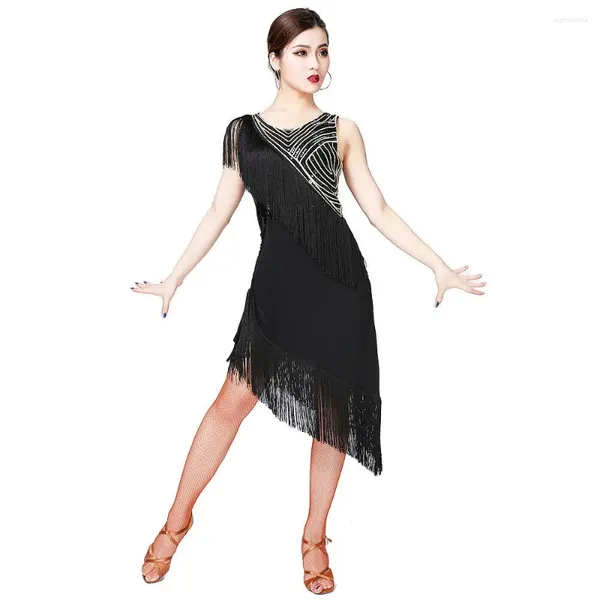 Partykleider Sexy Latein-Tanzkleid Wettbewerb Rumba Ballsaal Performance WearDamen Flapper der 1920er Jahre