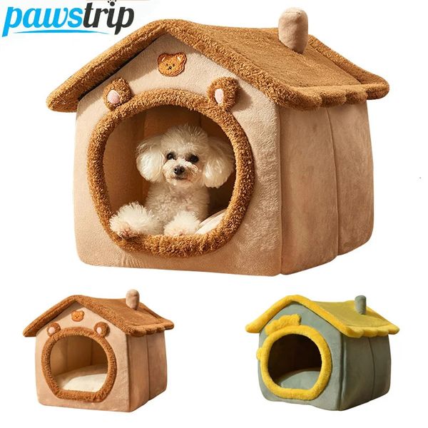 Canis Canetas Dobrável Casa de Cachorro Canil Cama para Cães Pequenos Inverno Quente Cama para Gato Ninho Confortável Cama para Filhotes de Cachorro Caverna Sofá Produto para Animais de Estimação 231101