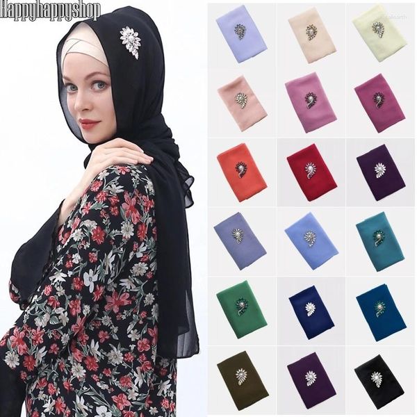 Schals Naher Osten Kopfbedeckung Frauen Muslim Ethnisch Chiffon Einfarbig Hijab Große Tücher Islamisches Stirnband Wrap Arabischer Turban Lang