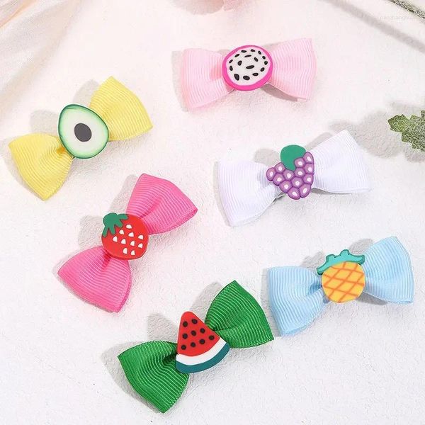 Accessori per capelli 6 pezzi carino fragola forcine per frutta nastro in tinta unita ananas anguria mollette per ragazze clip per bambini copricapo per feste