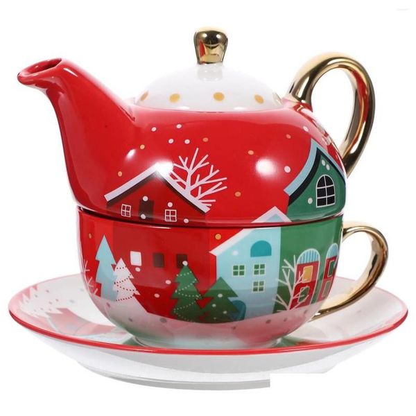 Set di stoviglie Set di stoviglie Set da tè in vaso di Natale Adorabile tazza da caffè Tazze per tazza d'acqua in ceramica Cartone animato Latte Regalo Decor Natale Adorabile C Dhrzw
