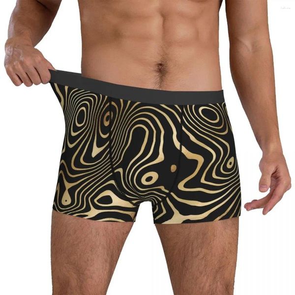 Mutande Turbinii astratti Intimo Nero Oro Liquido Boxer da uomo Slip traspirante Tronco Trenky personalizzato di grandi dimensioni