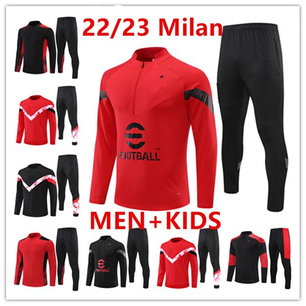 2023 AC MILANS FUTCHER PRICHERSUIT Chandal Futbol Erkekler ve Çocuklar Surdürme Ayak Formaları Kit 22 23 Eğitmenler Futbol Forması Takipleri Eğitim Ceket Seti Seti