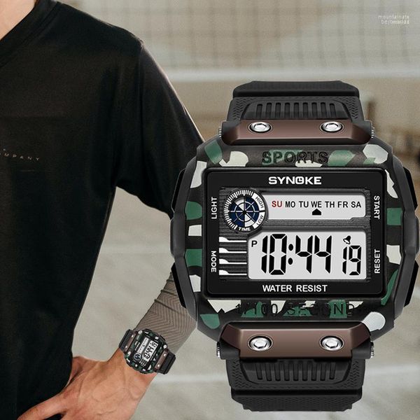 Нарученные часы Snoke военные мужчины цифровые часы Sports 50m водонепроницаемые светящиеся электронные часы Big Dial Watches для Relogio Masculino Moun22