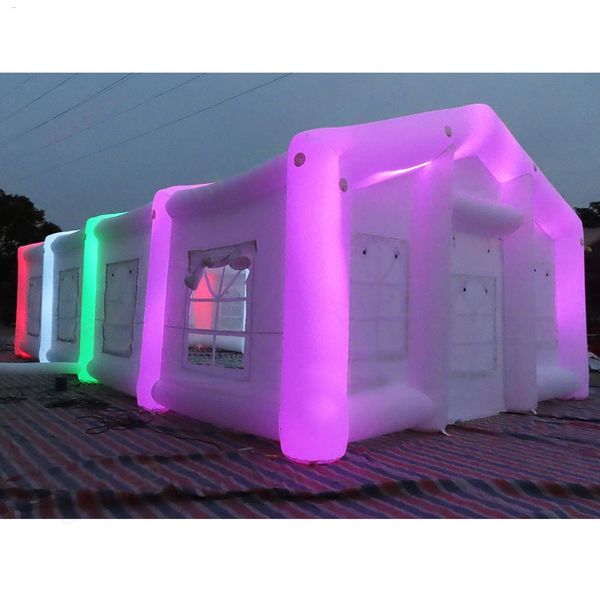 Barraca de casamento inflável branca portátil inflável festa tenda casa quadrada para evento de casamento com luzes LED frete aéreo grátis com ventilador logotipo de impressão grátis