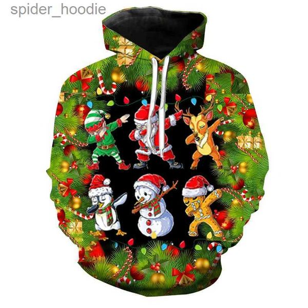 Erkek Hoodies Sweatshirts 2024 UNISEX Çirkin Noel Kazak 3D Baskı Komik Noel Pullover Hoodie Sweatshirt Erkek Kadın Sonbahar Kış Boyut Giyim L231101