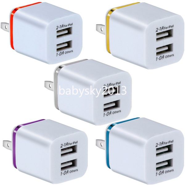 Puertos USB duales 2.1A Cargadores UE EE. UU. Ac Inicio Viaje Cargador de pared Adaptador de corriente Enchufe para Iphone 12 13 14 Samsung Galaxy S20 S22 S23 S8 S10 HTC Cargadores de energía B1