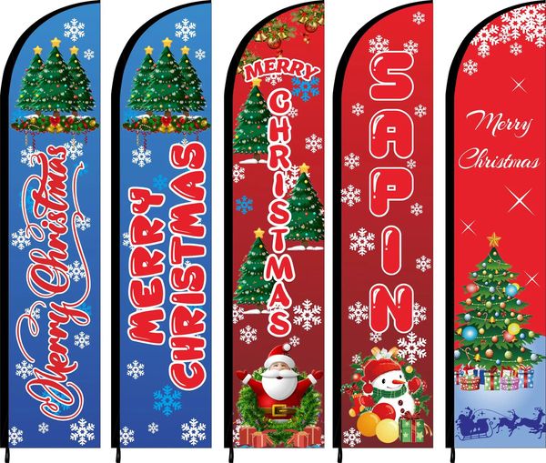 Banner Bandiere Bandiera di piume Spiaggia Swoop Coltello a lama Banner Felice anno Vacanze Buon Natale Festival Celebrazione Albero Regalo Vendita 231101