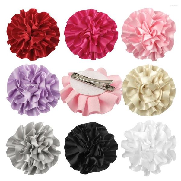 Acessórios para o cabelo 8 Pçs/lote Flor de fita de seda com clipes meninas florais grampos de cabelo multicamadas presilhas de renda para crianças