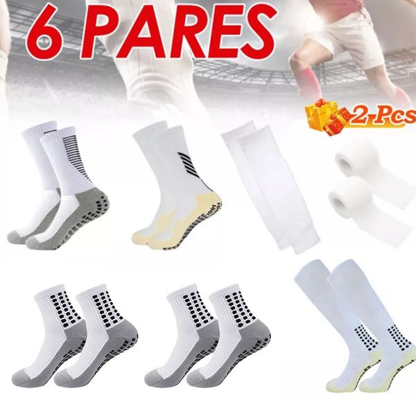 Meias esportivas 6 peças conjunto de meias esportivas de futebol antiderrapante respirável meias esportivas rugby futebol ciclismo esportes perna capa coesa bandagem esportiva 231101