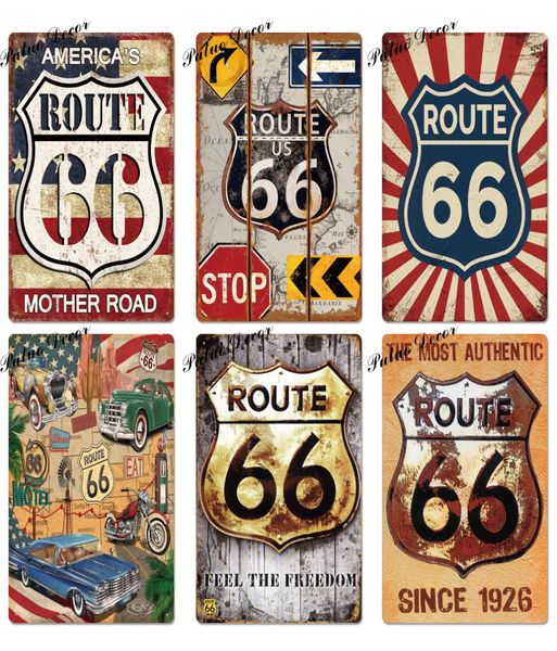 Route 66 Blechschild Vintage Metallschild Plakette Metall Vintage Retro Garage Wanddekoration für Bar Pub Club Man Cave Tankstelle5430687